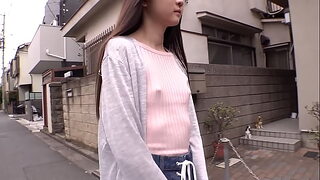 No bra! ?? I'm excited to see an unprotected small titts girl revealing her nipples that erected in her clothes. Japanese amateur homemade porn. Part2