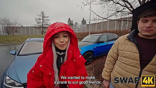 SWAP4K. Met a couple at the parking lot, banged sexy girl in a 3some with my wife